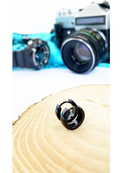 Siyah Renk Bombeli Halka Çelik Küpe 316L Çelik Unisex Çift fiyatları