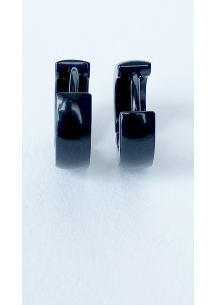 Siyah Renk Bombeli Halka Çelik Küpe 316L Çelik Unisex Çift indirimleri