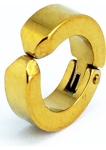 Sarı Gold Çelik Sıkıştırmalı Küpe Deliksiz Kulaklara Kadın Erkek Unisex