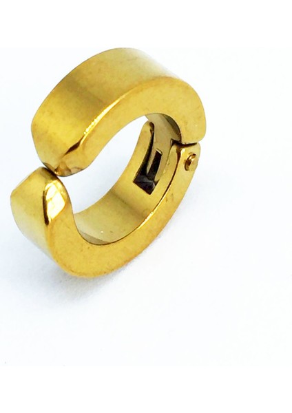 Sarı Gold Çelik Sıkıştırmalı Küpe Deliksiz Kulaklara Kadın Erkek Unisex