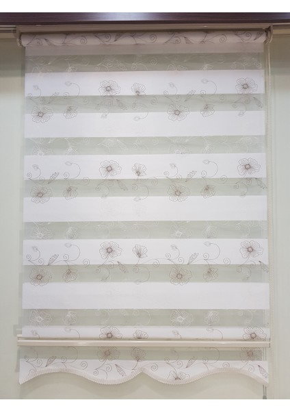 Çiçek Brodeli Salon Zebra Stor Perde EP4430165