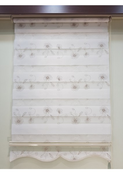 Çiçek Brodeli Salon Zebra Stor Perde EP4430165 modelleri