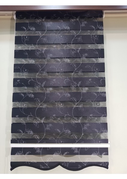 Çiçek Desen Nakış İşlemeli Zebra Stor Perde EP4430162 modelleri