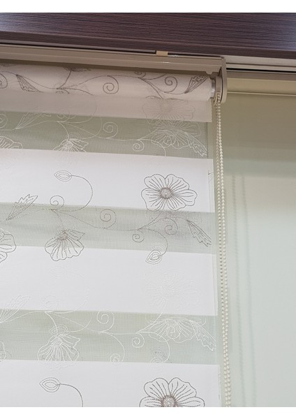 Çiçek Brodeli Salon Zebra Stor Perde EP4430165