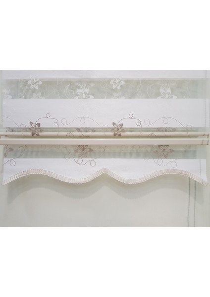 Brodeli Çiçekli Salon Zebra Stor Perde EP4430190