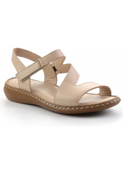 Bej Deri Kadın Sandalet K05907021603 modelleri