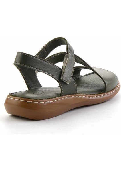 Yeşil Deri Kadın Sandalet K05907021603 fırsatları