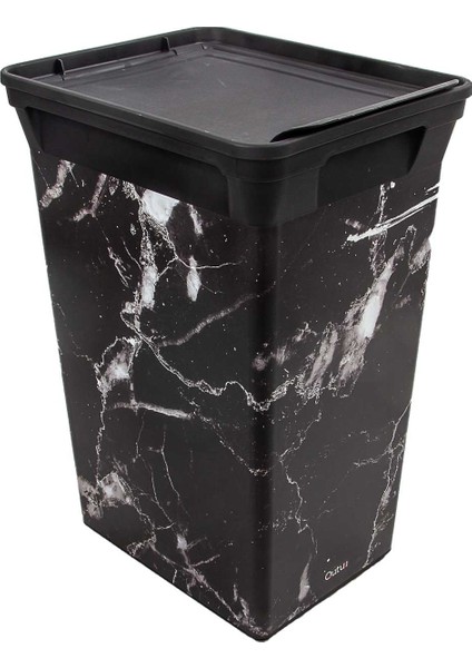 Trashbin Black Marble 40 L Plastik Çöp Kovası