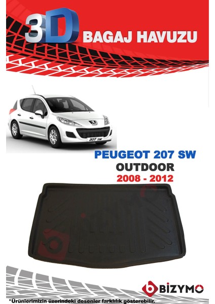 Peugeot 207 Sw Outdoor 2008-2012 3D Bagaj Havuzu fiyatları