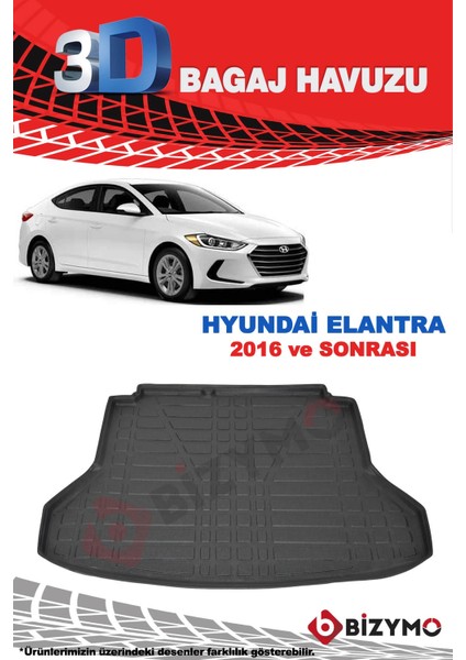 Hyundai Elantra 2016 Ve Sonrası 3D Bagaj Havuzu