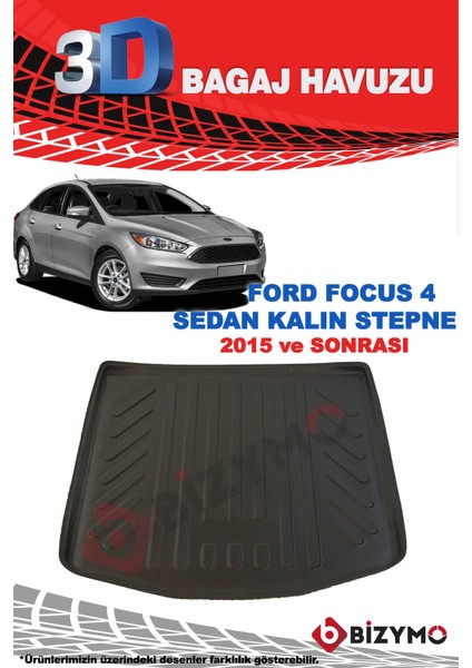 Ford Focus 4 Kalın Stepne Sedan 2015 Ve Sonrası 3D Bagaj Havuzu