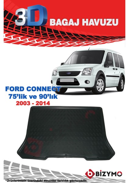 Ford Connect Cepli 75 Ve 90'Lık 2003-2014 3D Bagaj Havuzu