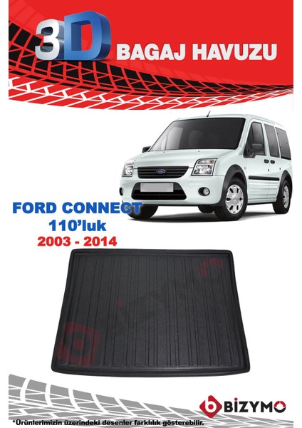 Ford Connect Cepsiz 110'Luk 2003-2014 3D Bagaj Havuzu
