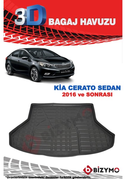 Kia Cerato Sedan 2016 Ve Sonrası 3D Bagaj Havuzu fiyatları