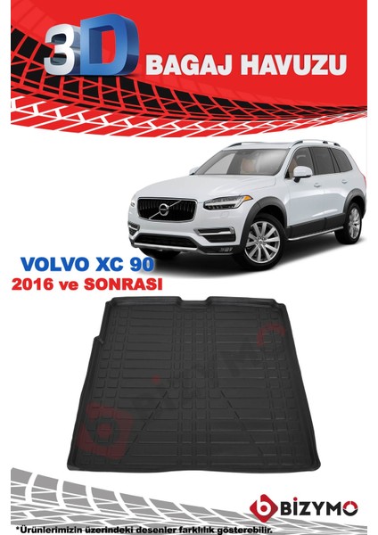 Volvo Xc90 Suv 2016 Ve Sonrası 3D Bagaj Havuzu