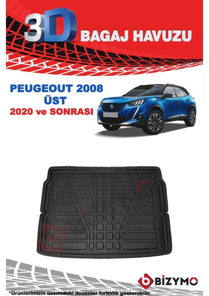 Peugeot 2008 2020+ Üst 3D Bagaj Havuzu