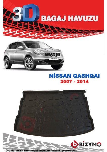 Nissan Qashqai 2007-2014 3D Bagaj Havuzu