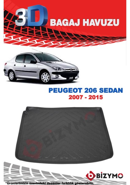 Peugeot 206 Sedan 2007-2015 3D Bagaj Havuzu fiyatları