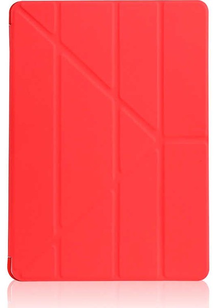 Apple iPad 10.2 (8.Nesil) Kılıf Tri Folding Standlı Kılıf Kırmızı