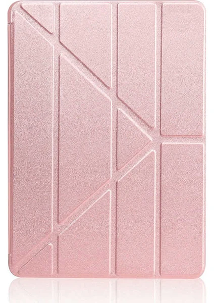 Case 4U Apple iPad 10.2 (8.Nesil) Kılıf Tri Folding Standlı Kılıf Rose Gold