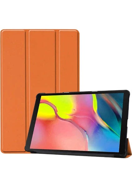 Case 4U Samsung Galaxy Tab A 8.0 (2019) T290 Smart Cover Katlanabilir Standlı Tablet Akıllı Kapak Turuncu