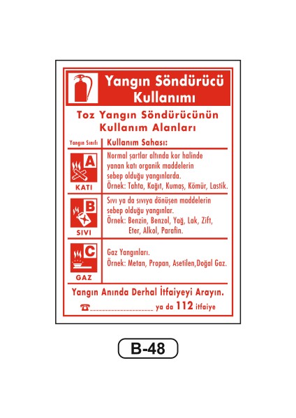 Yangın Söndürücü Kullanımı Uyarı Ikaz Levhası 35 x 50 cm