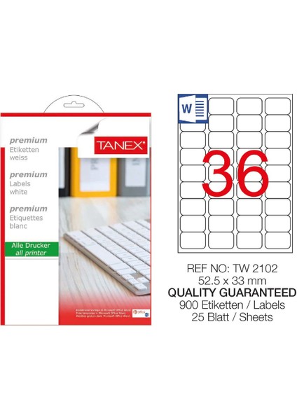 TW-2036 Laser Etiket 45 x 30 mm 25'li