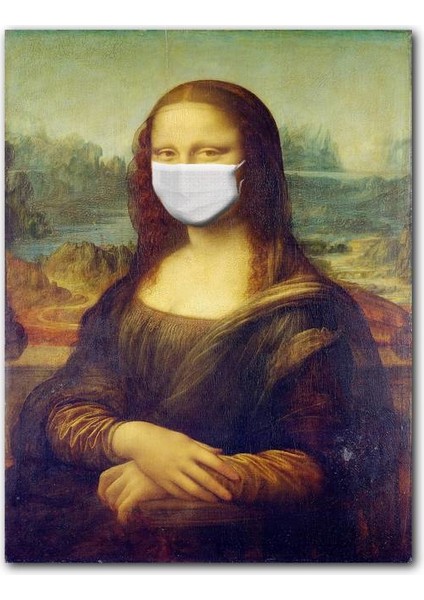 Ahşap Tablo Maskeli Mona Lisa