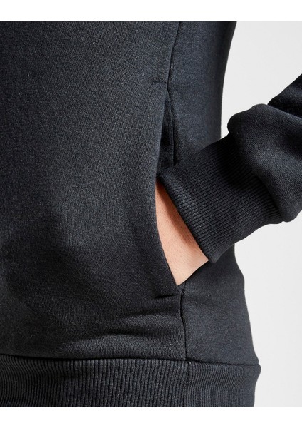 Silhouette Diamond Baskılı Siyah Kadın Örme Kapşonlu Sweatshirt Uzun Kol