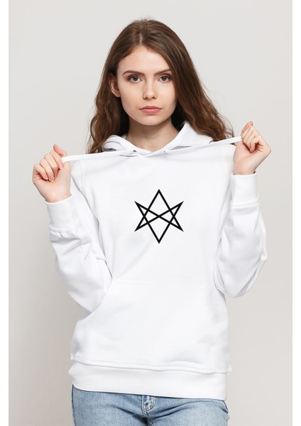 Bring Me The Horizon Logo 3 Baskılı Beyaz Kadın Örme Kapşonlu Sweatshirt Uzun Kol