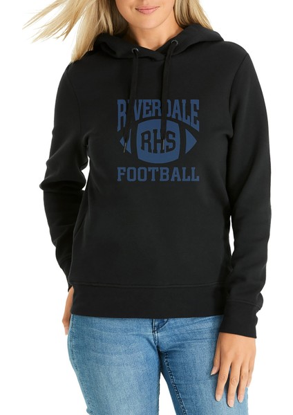 Riverdale Rhs Football Baskılı Siyah Kadın Örme Kapşonlu Sweatshirt Uzun Kol