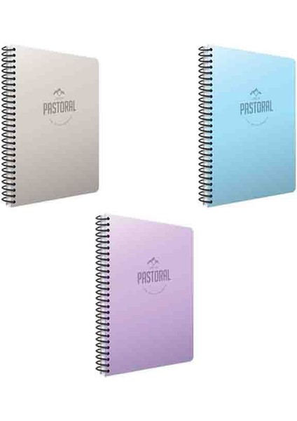 A4 Pastoral Spiralli Çizgisiz Yaprak Pp Kapak Defter 3'lü