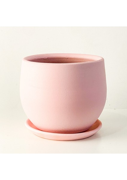 Curvy Terra Cotta Saksı - Pembe 12CM