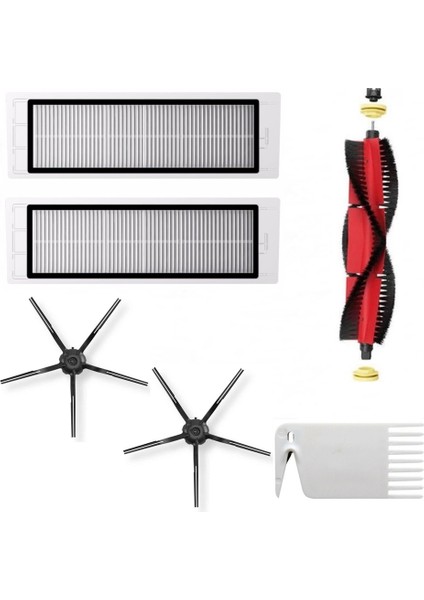 Roborock S6 MaxV Uyumlu Siyah Yan Fırçalı 6 Parça Set