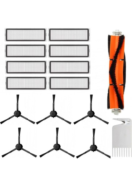 Vacuum Mop Uyumlu Siyah Yan Fırçalı 16 Parça Set