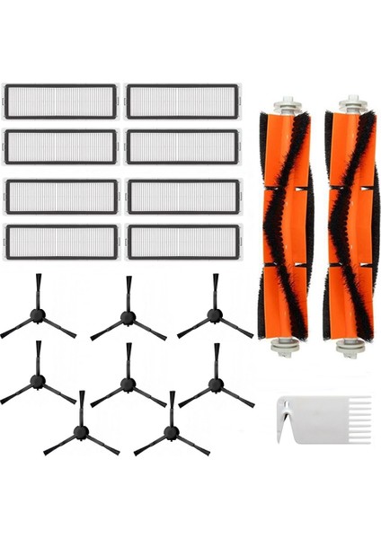 Vacuum Mop Uyumlu Siyah Yan Fırçalı 19 Parça Set