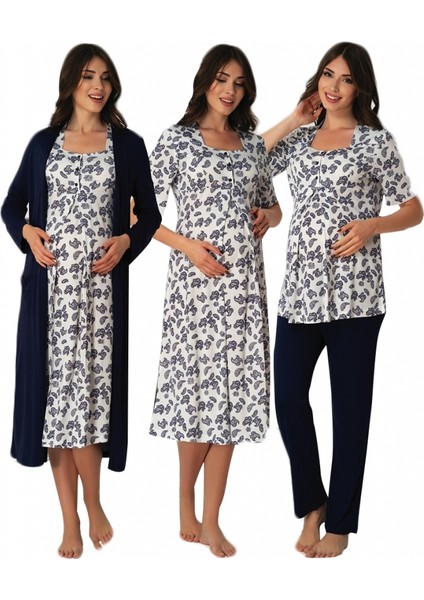 Effortt 8016 Lacivert 4lü Lohusa Hamile Set