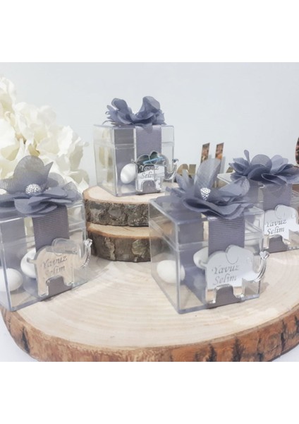 30 Adet Fil Isimlikli Şeffaf Kutu Bebe Hediyleik