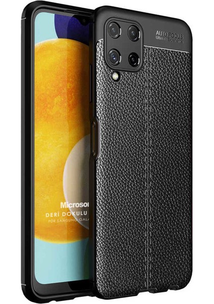 Samsung Galaxy A22 4g Kılıf Deri Dokulu Silikon Siyah