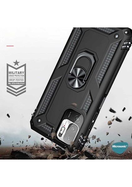 Xiaomi Redmi Note 10 5g Kılıf Military Ring Holder Lacivert