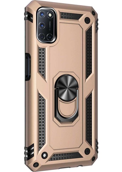 Oppo A92 Kılıf Military Ring Holder Gold fiyatları