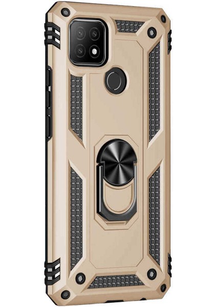 Oppo A15S Kılıf Military Ring Holder Gold fiyatları