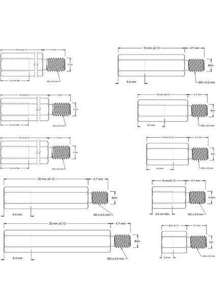155 Parça Aralayıcı Seti (Standoff-Spacer-Yükseltici) modelleri