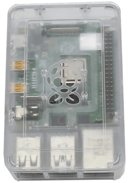 Raspberry Pi 4 Plastik Muhafaza Kutusu - Şeffaf (Raspberry Pi Logolu) fiyatları
