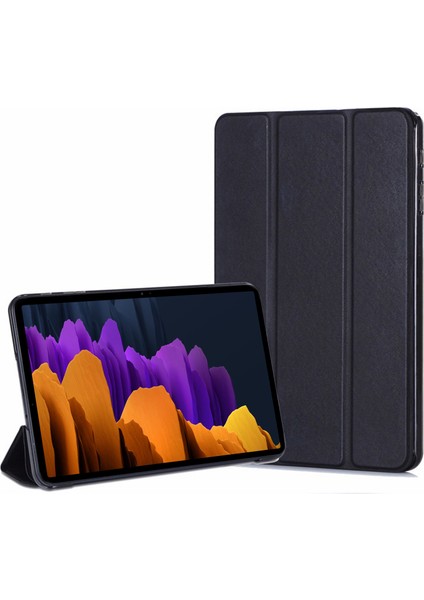 Samsung Galaxy Tab S7 Fe Lte T737 Kılıf Slim Translucent Back Smart Cover Siyah