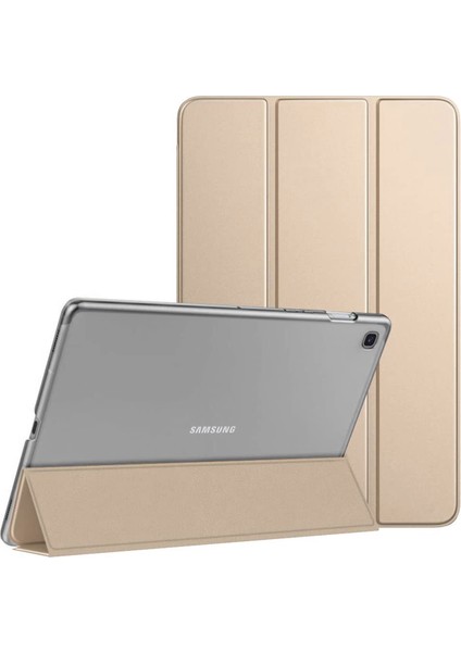 Samsung Galaxy Tab A7 Lite T225 Kılıf Slim Translucent Back Smart Cover Gold