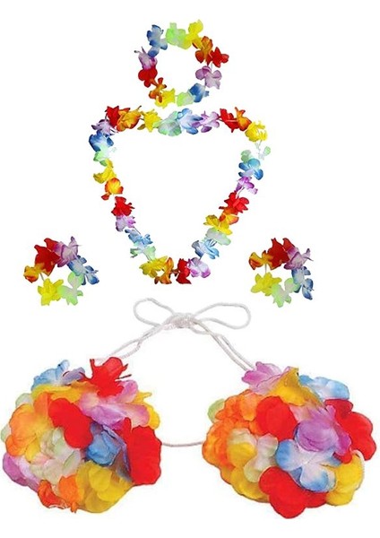 Setli Hula Hawaii Sütyen ve Kolye Seti 5 Parça