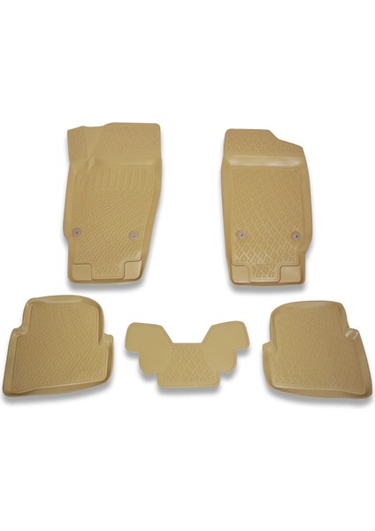 Skoda Fabia 2014 ve Sonrası 3D Bej Havuzlu Paspas Takımı Bizymo