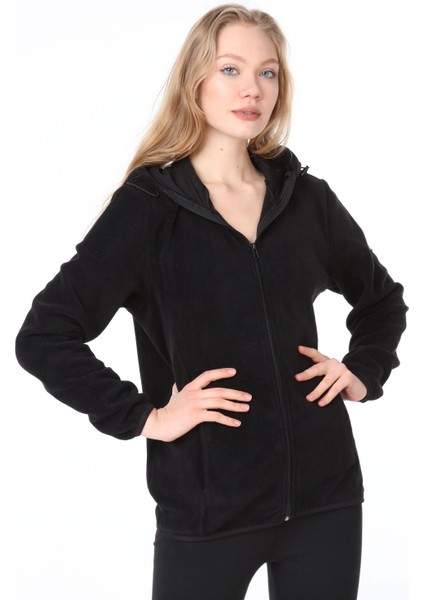 Ghassy Co Kadın Kapşonlu Fermuarlı Polar Sweatshirt
