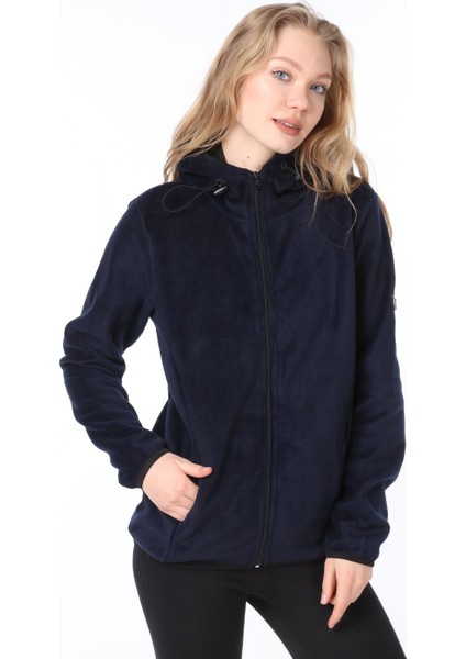 Ghassy Co Kadın Kapşonlu Fermuarlı Polar Sweatshirt